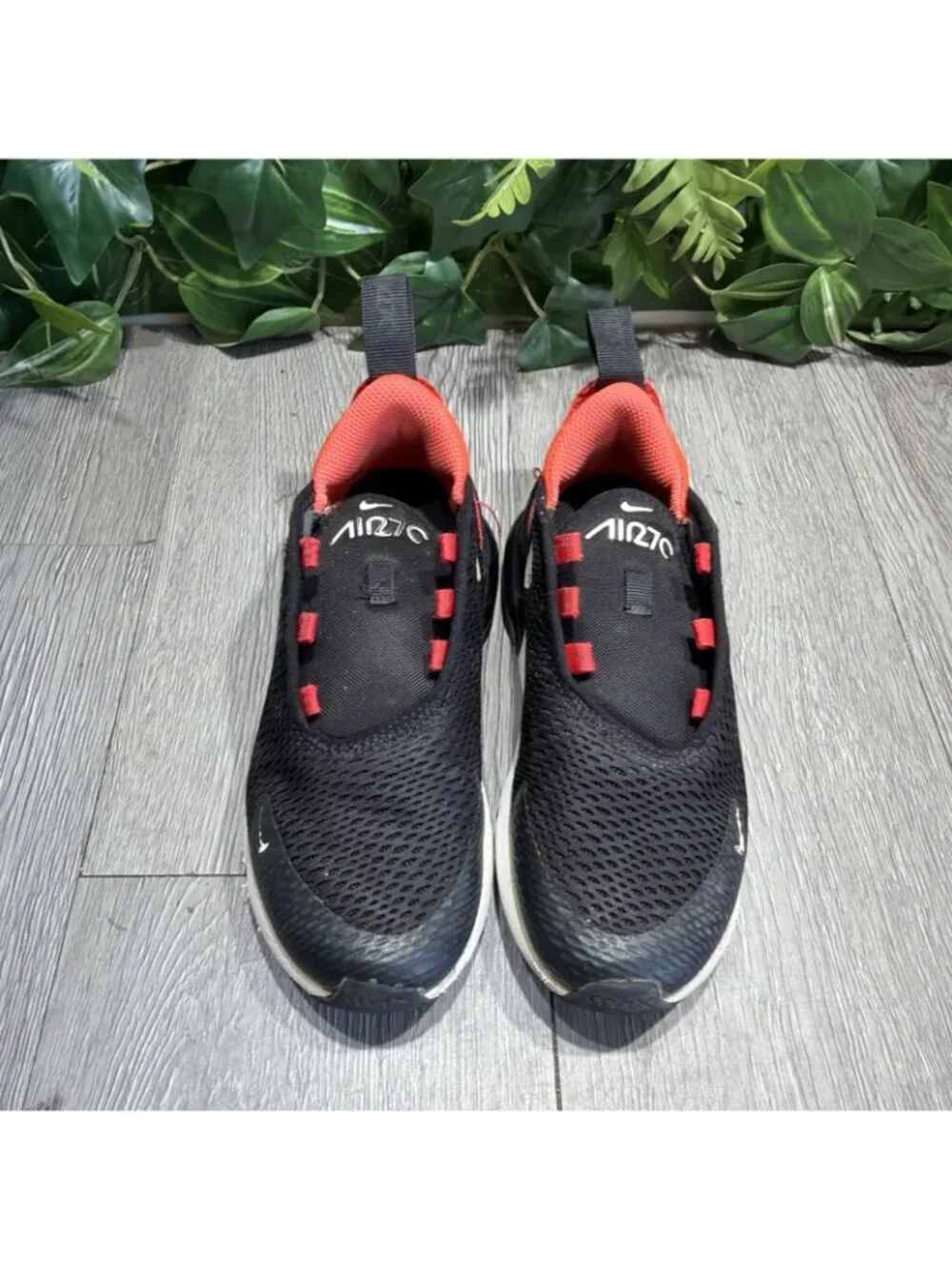 Nike Air Max 270 Kids Black White Mesh Sneakers US 12.5 C AO2372-407 Lace Up